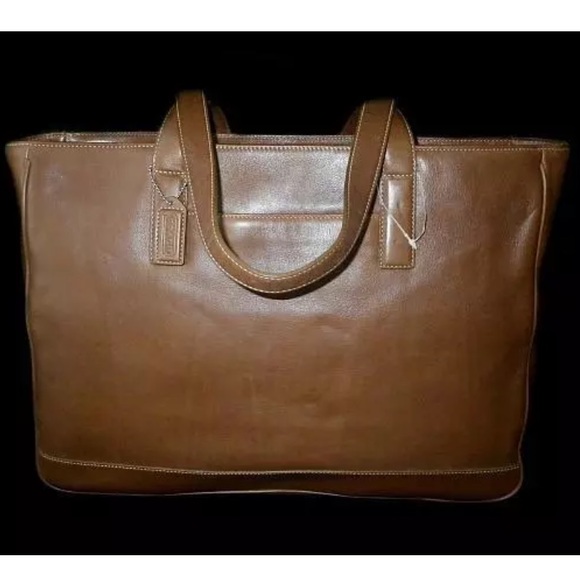 Coach Hamptons Tote/Laptop Bag In British Tan Leather W/ Dual Handles - Picture 12 of 15